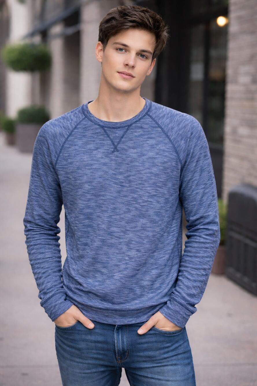 Abercrombie & Fitch Long Sleeve Tee Sweatshirt Blue Crew Neck Size M